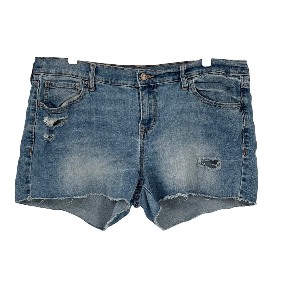 Old Navy Denim Shorts Blue Distressed Frayed Hem Size 14 Regular